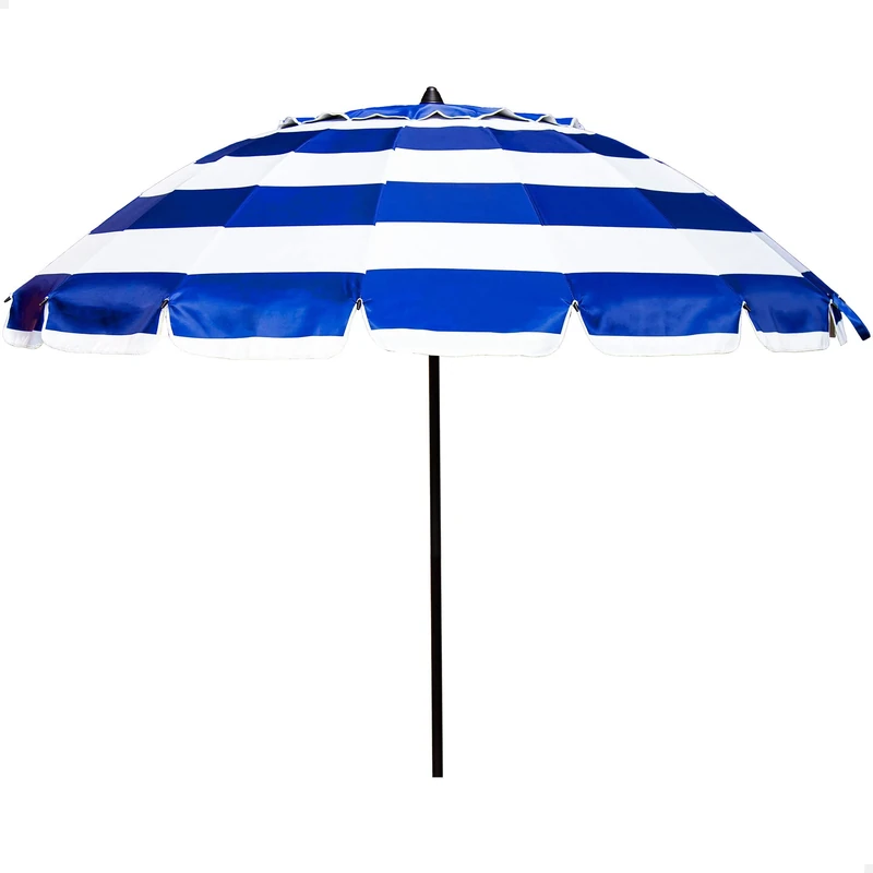 AKTIVE Aktiv 62247 Windproof Beach Umbrella with UV50 Protection, Beach Umbrella Diameter 240 cm with Adjustable Height and Tilting Pole, Ultra Windproof, Includes Bag for Easy Transport