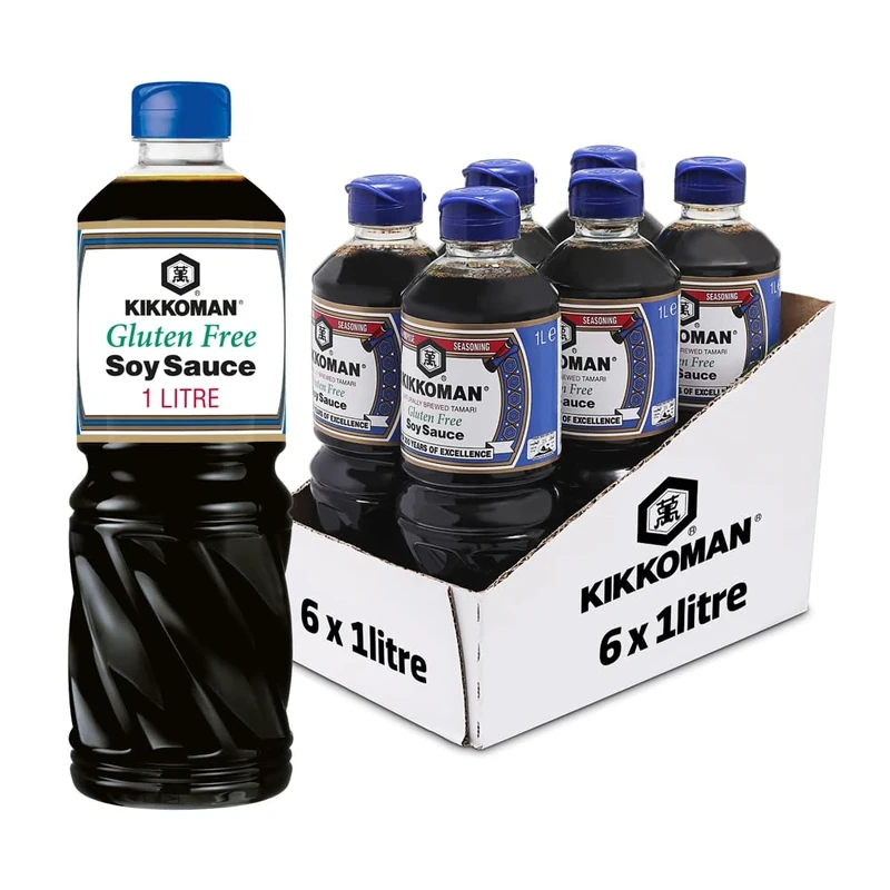 Kikkoman Tamari Gluten free Soy Sauce, 1 Litre, (Pack of 6), Naturally Brewed