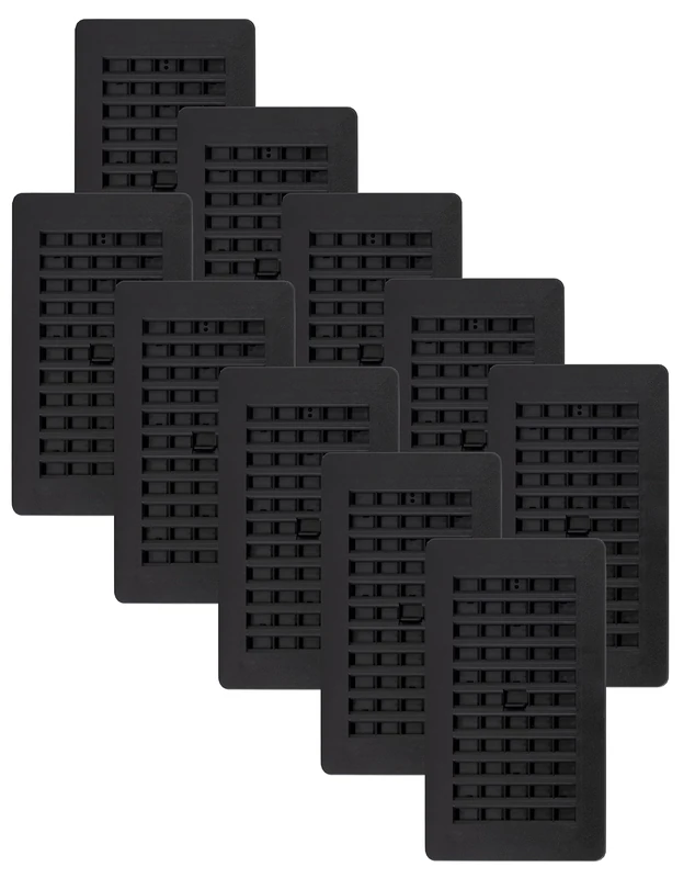 Decor Grates PL408ZIP-BLK-10 Louvered Plastic Floor Register, 4x8 Inches, Black