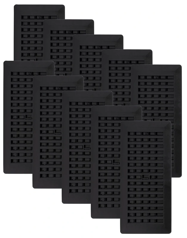 Decor Grates PL410-BLK-10 Louvered Plastic Floor Register, 4x10 Inches, Black, 10 Pack