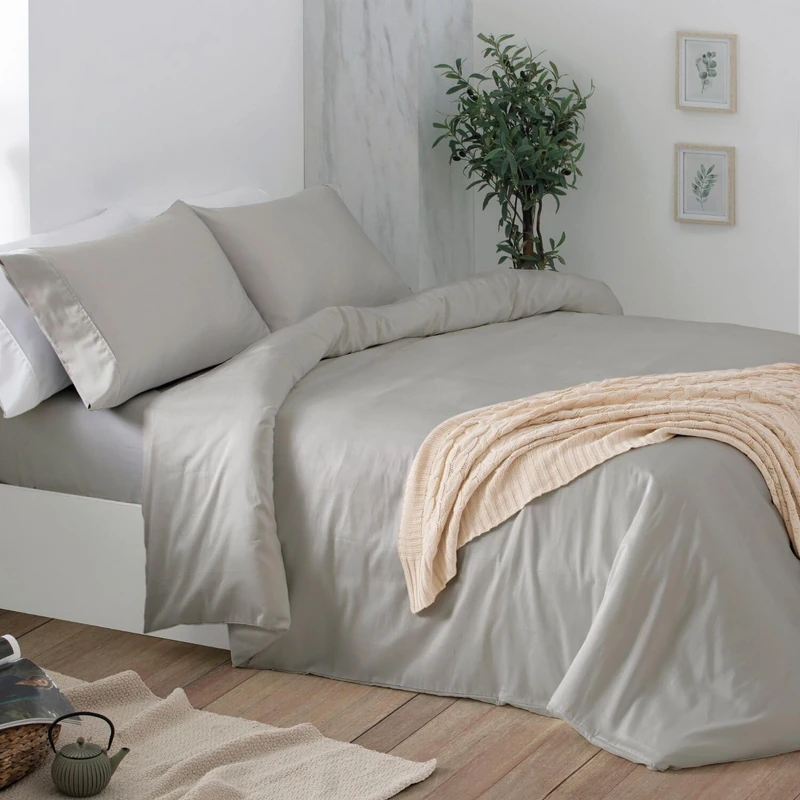 Burrito Blanco Cotton Sateen Cotton Duvet Covers 300 Thread Count, 405 Grey