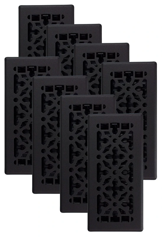 Decor Grates AGH410-BLK-8 Gothic Floor Register, Textured Black Finish, 8 Pack