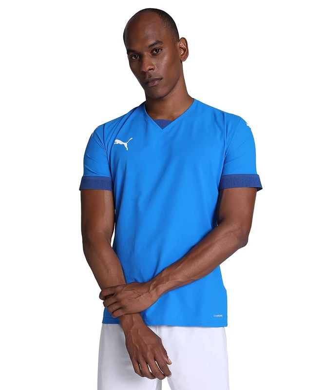 PUMA Men's Teamfinal Jersey Football Shirt, Electric Blue Lemonade-limoges, L