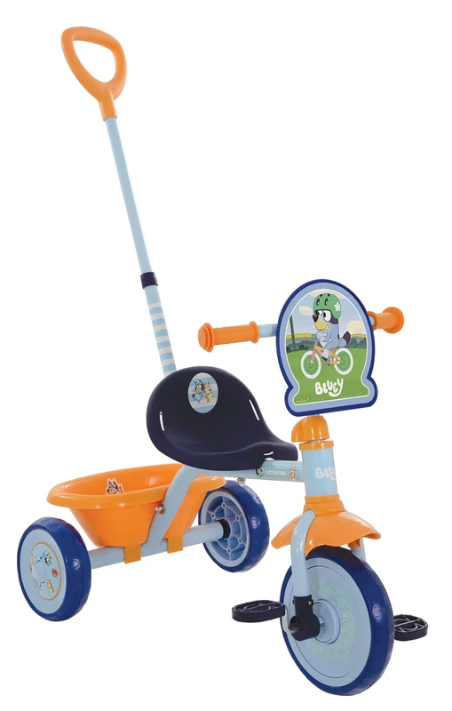 Bluey First Ride On Trike - Licensed Kids' Ride On Toy with Adjustable Handle, Easy-Switch Pedal Clutch, Puncture-Proof Tyres, Steel Frame, Front Mudguard, Rear Storage Suitable age 2 years +
