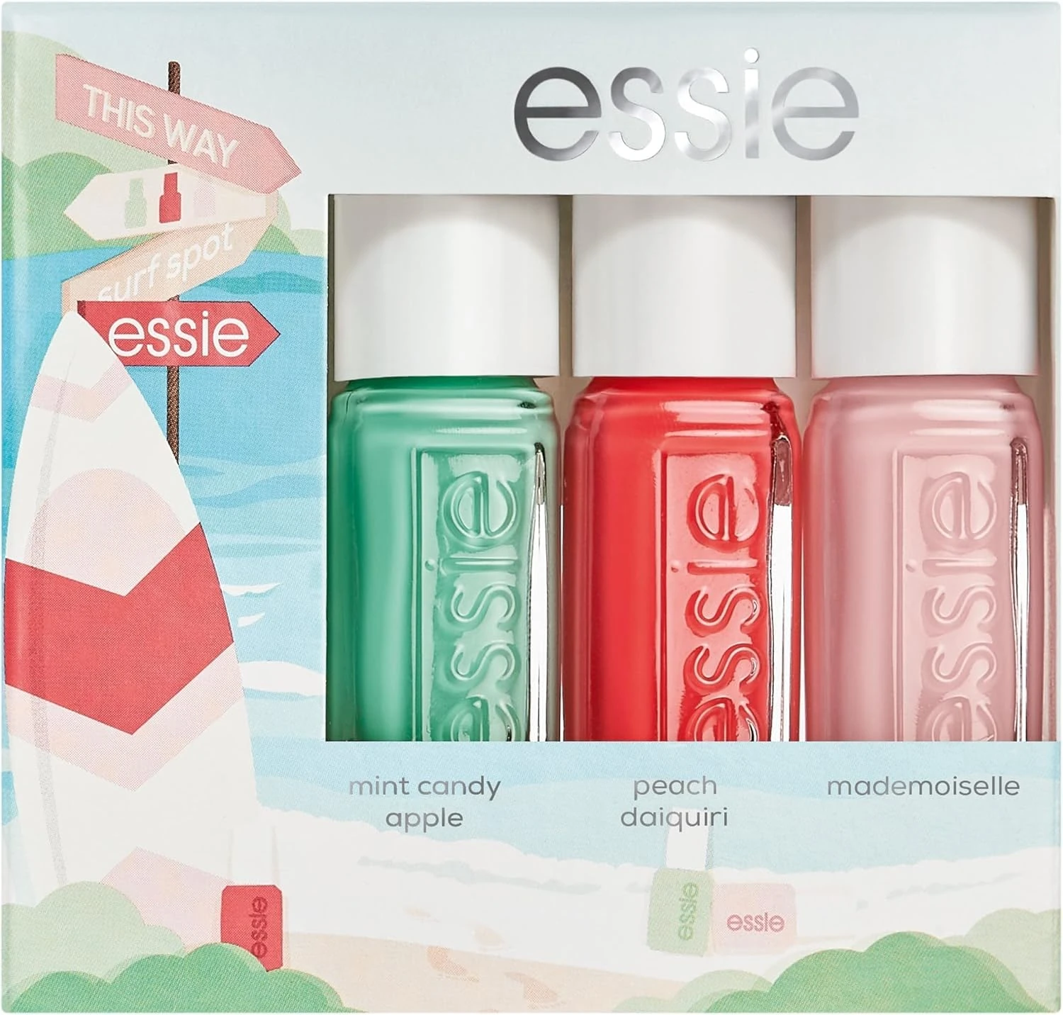 ESSIE - Mini Trio Summer 2022 Set - Mint Candy Apple, Peach Daiquiri, Mademoiselle