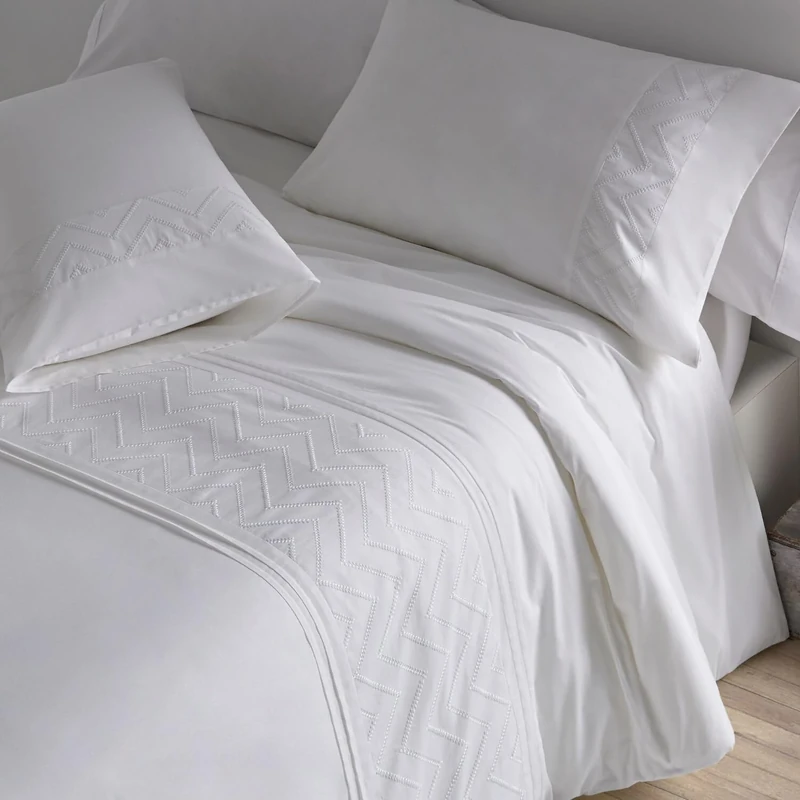 Burrito Blanco | Embroidered Cotton Duvet Covers | for 180 cm Bed Cotton Percale 200 Thread Count | Colour 400 White (180 x 190/200 cm) - Image 1