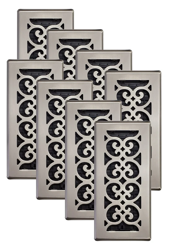 Decor Grates SPH212-A SPH408-A Floor Register, Brushed Nickel Finish, 4x10 Inches-8PACK