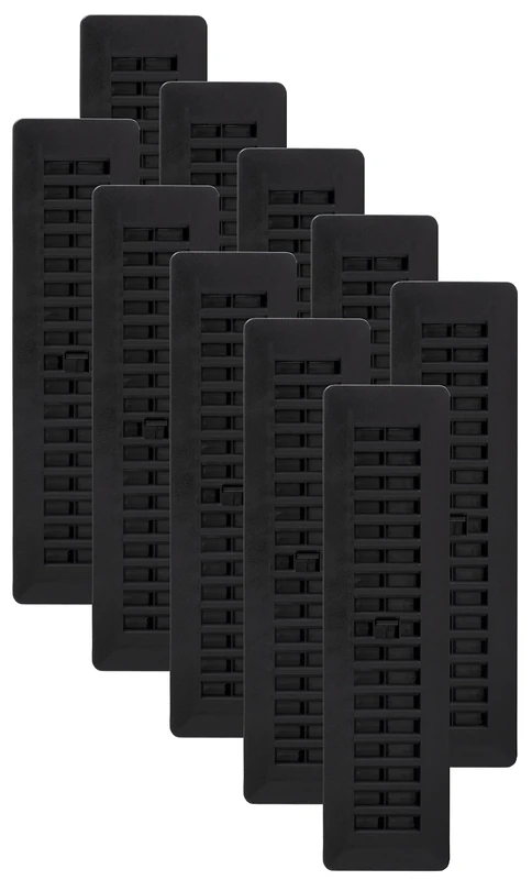 Decor Grates PL212-BLK-10 Louvered Plastic Floor Register, 2x12 Inches, Black, 10 Pack