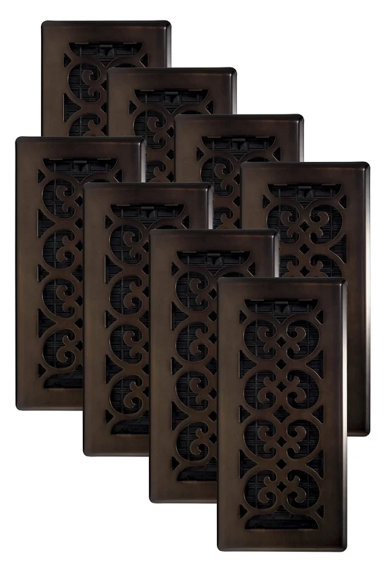 Decor Grates SPH410-RB-8 Scroll Floor Register, Rubbed Bronze Finish, 8 Pack