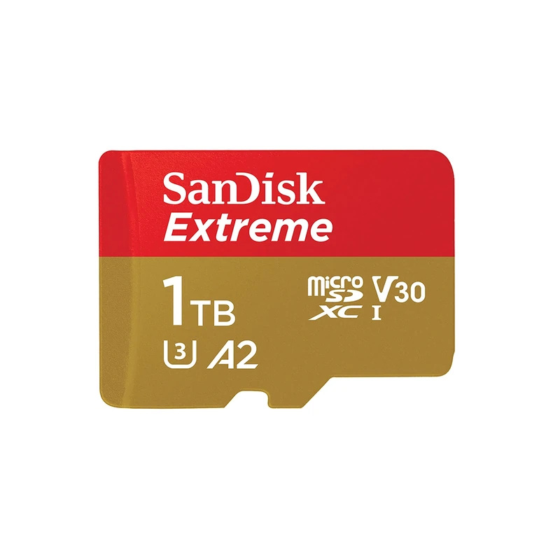 SanDisk 1TB Extreme microSDXC card +SD adapter, microSD card for smartphones, action cameras, drones, V30, up to 190 MB/s, SanDisk QuickFlow Technology, RescuePro Deluxe, UHS-I, 4k, V30, A2, C10, U3