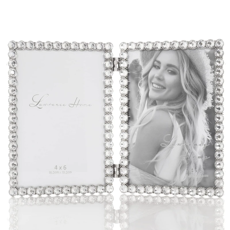 4x6 Silver Metal Sparkle Double Frame - Clear Brilliance