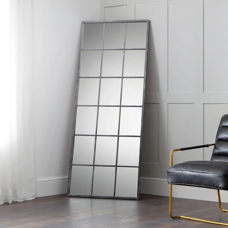 Julian Bowen Somma Large Window Mirror - Pewter Mirrors