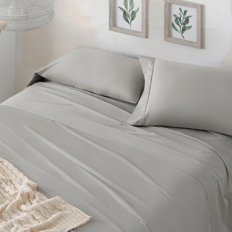 Burrito Blanco | 100% Cotton Sateen 300 Thread Count Sheet Set | Bed 150 cm (+Available Measurements)| 3 Pieces (Top Sheet, Pillow Case and Fitted Sheet) | Atelier Casa Color Gris 405 (150x190/200cm)