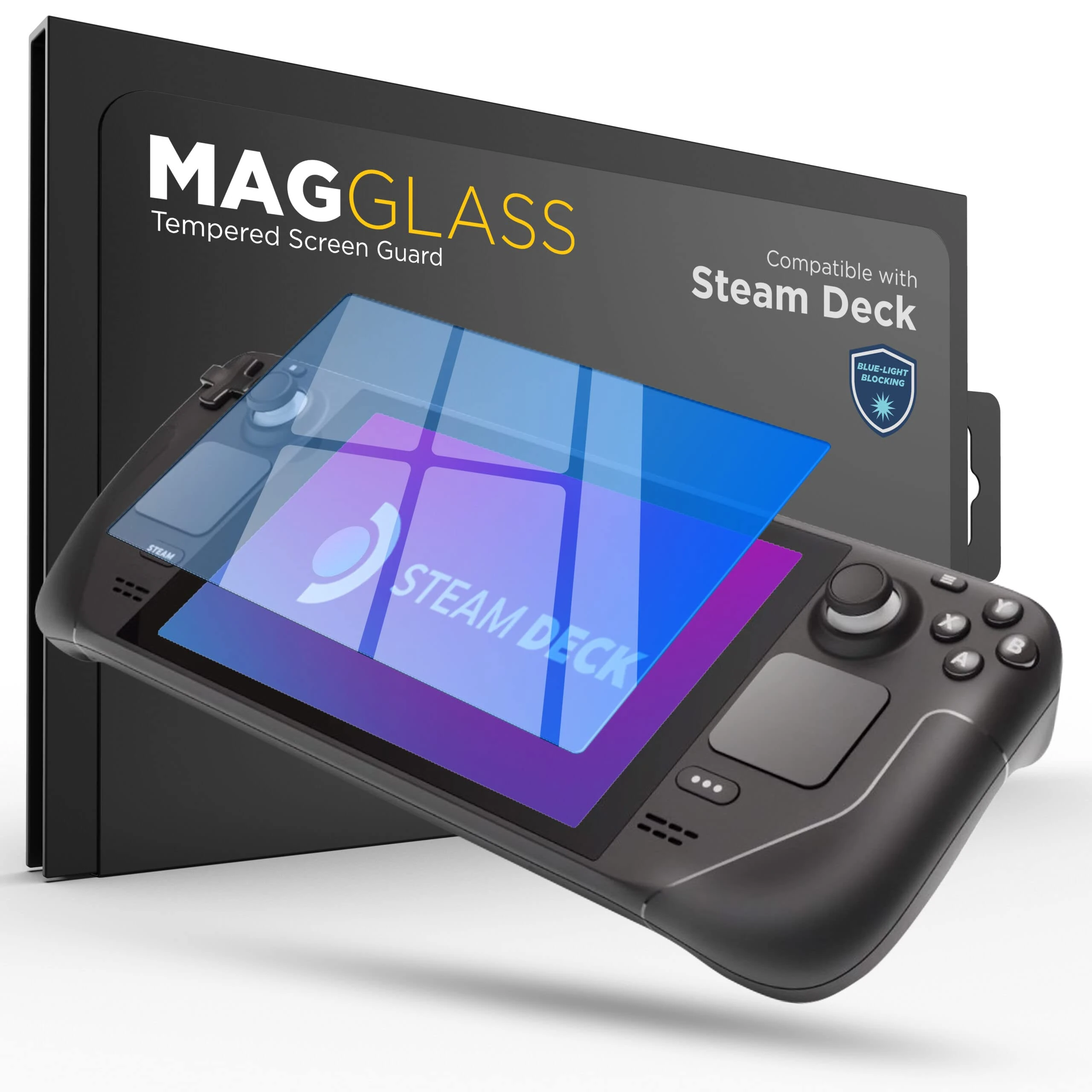 magglass Tempered Glass Designed for Steam Deck/Steam Deck OLED Screen Protector (7" inch) Blue Light Blocking Full Coverage Guard (Anti-Bluelight for Reduced Eye Fatigue)