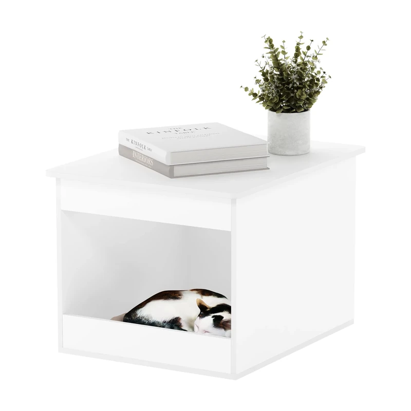 Furinno Litter Box Enclosure, Solid White