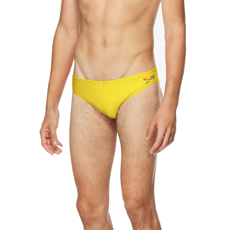 Speedo Men's Swimsuit Brief Powerflex Eco Solar Swim, Blazing Yellow, 24