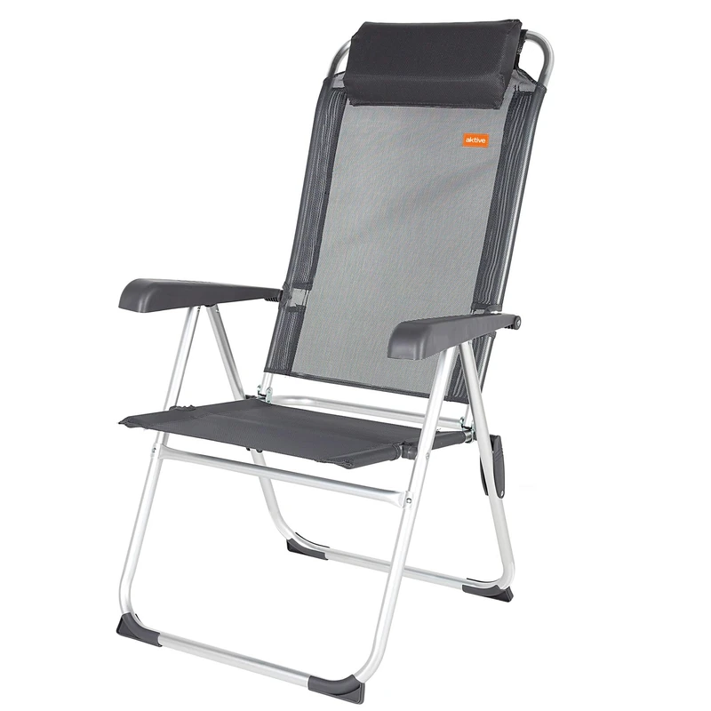 AKTIVE 52886 Folding Camping Chair with seat cushion Head Measures 58x65x103 cm Easy to Clean and Fold Weight Max 110 kg Includes ergonomic armrests