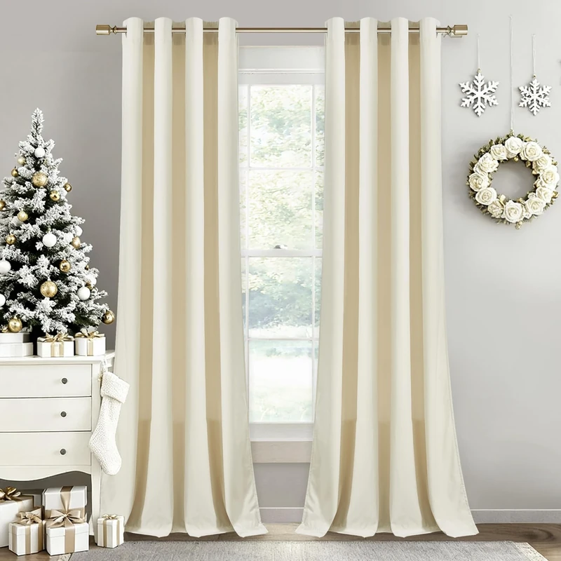StangH Ivory White Velvet Curtains 90 Inch Heavy Thickness Window Curtains for Bedroom Grommet Privacy Protect Sliding Door Curtains for Living Room/Office, W 52 x L 90 Each Panel, 2 Panels