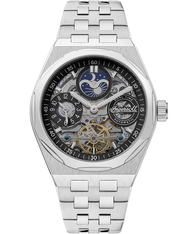 Ingersoll 1892 The Broadway Mens 43mm Automatic Watch with Black Dial and Stainless Steel Bracelet - I12901