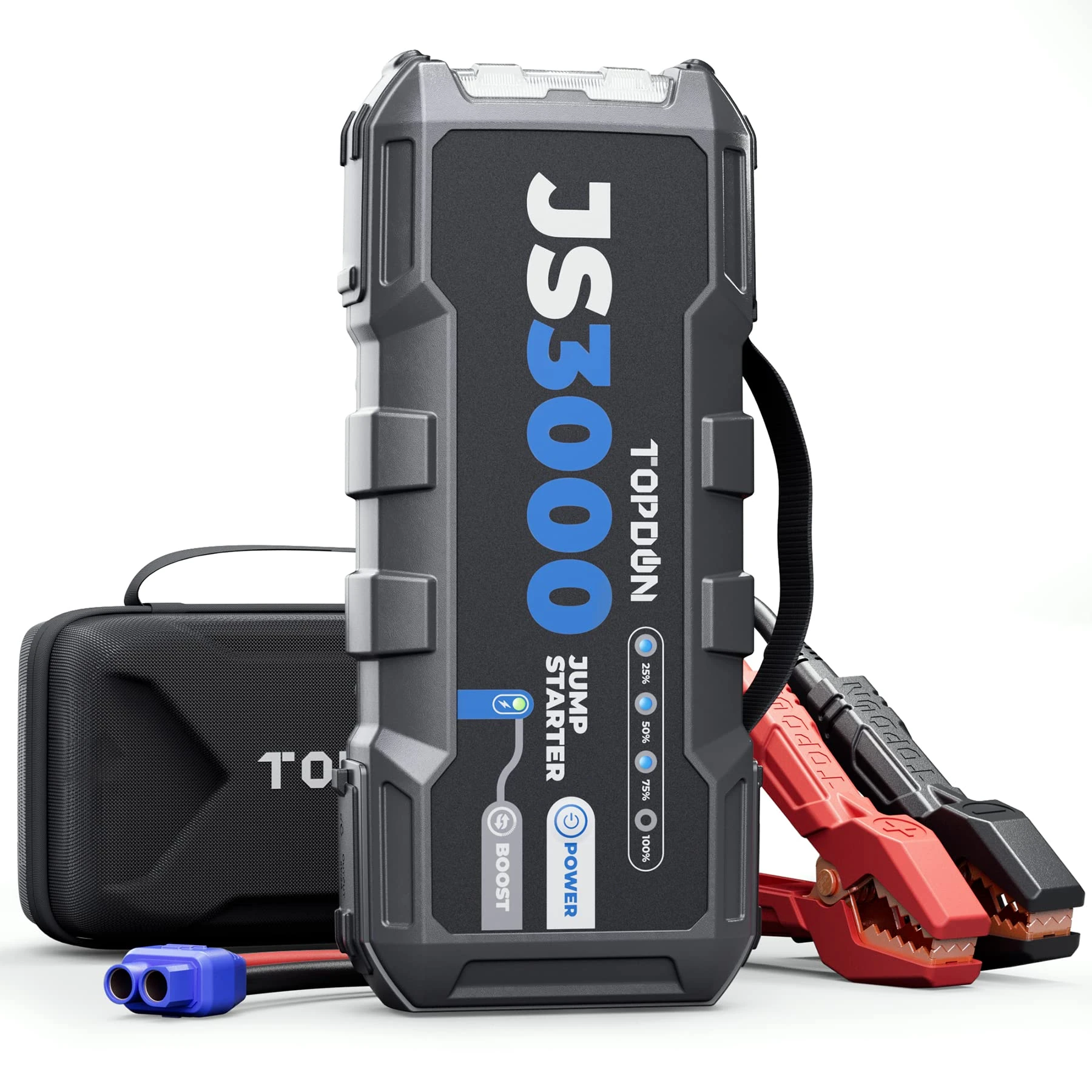 Car Battery Jump Starter, TOPDON JS3000 12V 3000A Battery Booster Jump Starter Pack for Up to 9L Gas/ 7L Diesel Engines, Portable Car Charger with Handle Jumper Cable and EVA Protection Case
