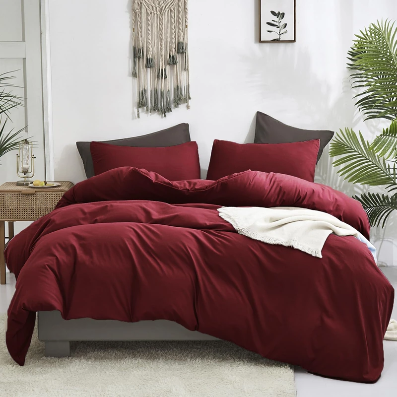 Luxlovery Burgundy Comforter Set Twin Maroon Dark Red Bedding Comforter Set Wine Red Soft Breathable Durable Blanket Quilts 3 Piece Burgundy Bedding Set for Teens Kids Twin Bed