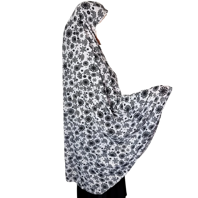 Yaqeen XL Khimar Long Hijab for Muslimah one Piece Stretchy Headscarf Lycra Material Chadors Arabia Islamic Prayer Dress Muslim Shawls Body Cover (White3)