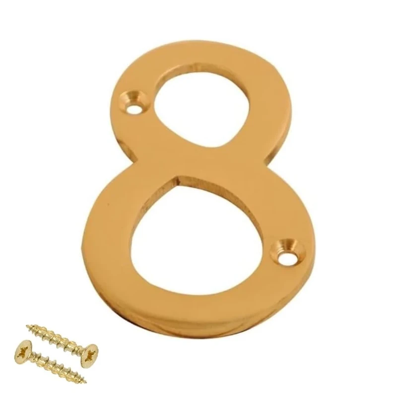 Brass Door Numbers Screw On 3 Inch Door Number Elegant and Bold Door Numerals Suitable for All Door Types Including Wooden uPVC and Composite Number 8.