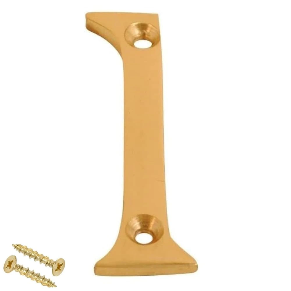 Brass Door Numbers Screw On 3 Inch Door Number Elegant and Bold Door Numerals Suitable for All Door Types Including Wooden uPVC and Composite Number 1.