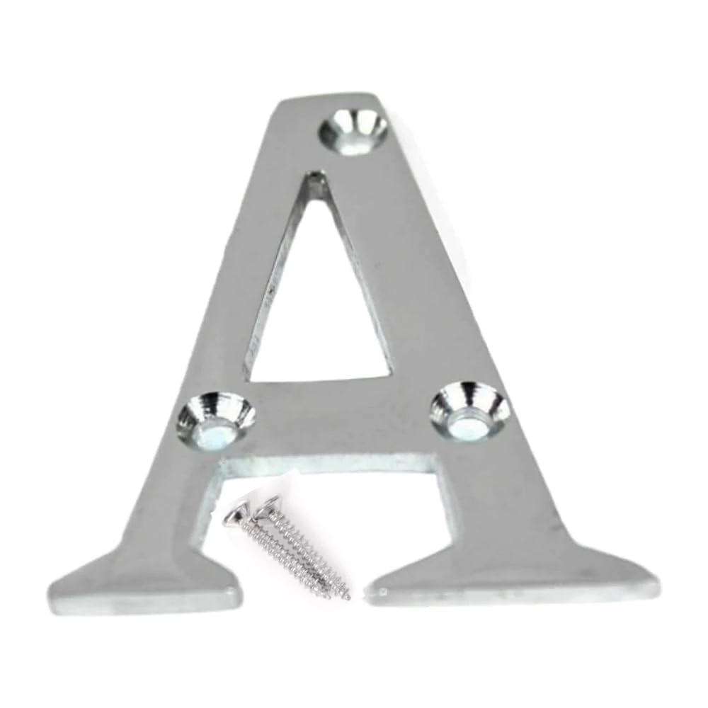 3 Inch Satin Chrome Screw-On Letter A – Elegant & Bold Door Numeral for Wooden, uPVC & Composite Doors