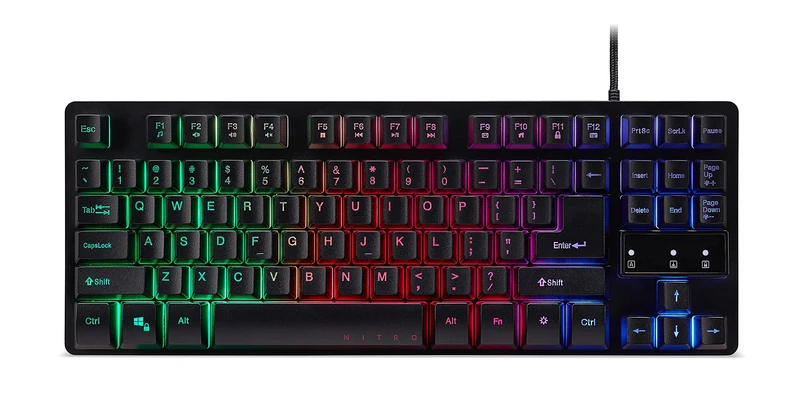 Acer Nitro Gaming Keyboard (QWERTZ Keyboard, Anti-Ghosting for 19 Keys, LED Backlight, 6 Brightness Levels, 3 Modes, UV Coated Keycaps) Black