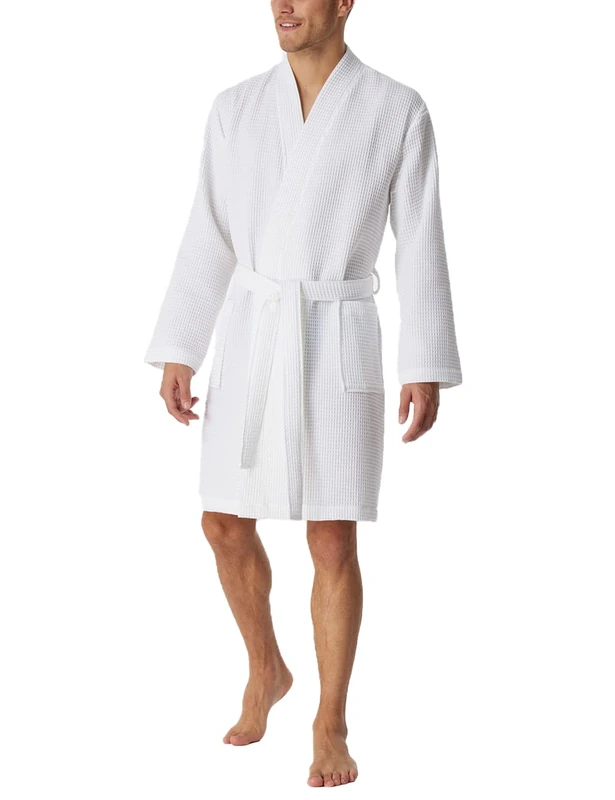 Schiesser Men's Bathrobe Waffle Pique 100 cm Length Organic Cotton