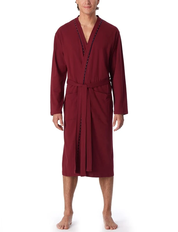 Schiesser Men's Bathrobe Fine Interlock 120 cm Length Organic Cotton