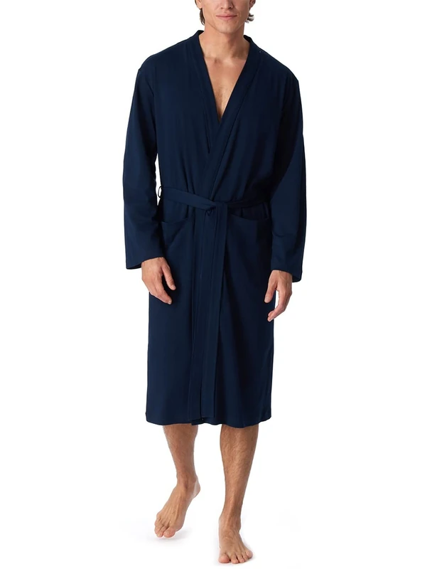 Schiesser Men's Bathrobe Fine Interlock 120 cm Length Organic Cotton