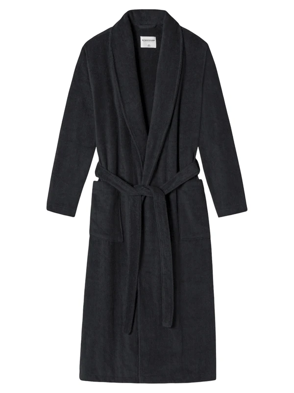 Schiesser Men's Bathrobe with Shawl Collar Terry Towelling 125 cm Length - Organic Cotton