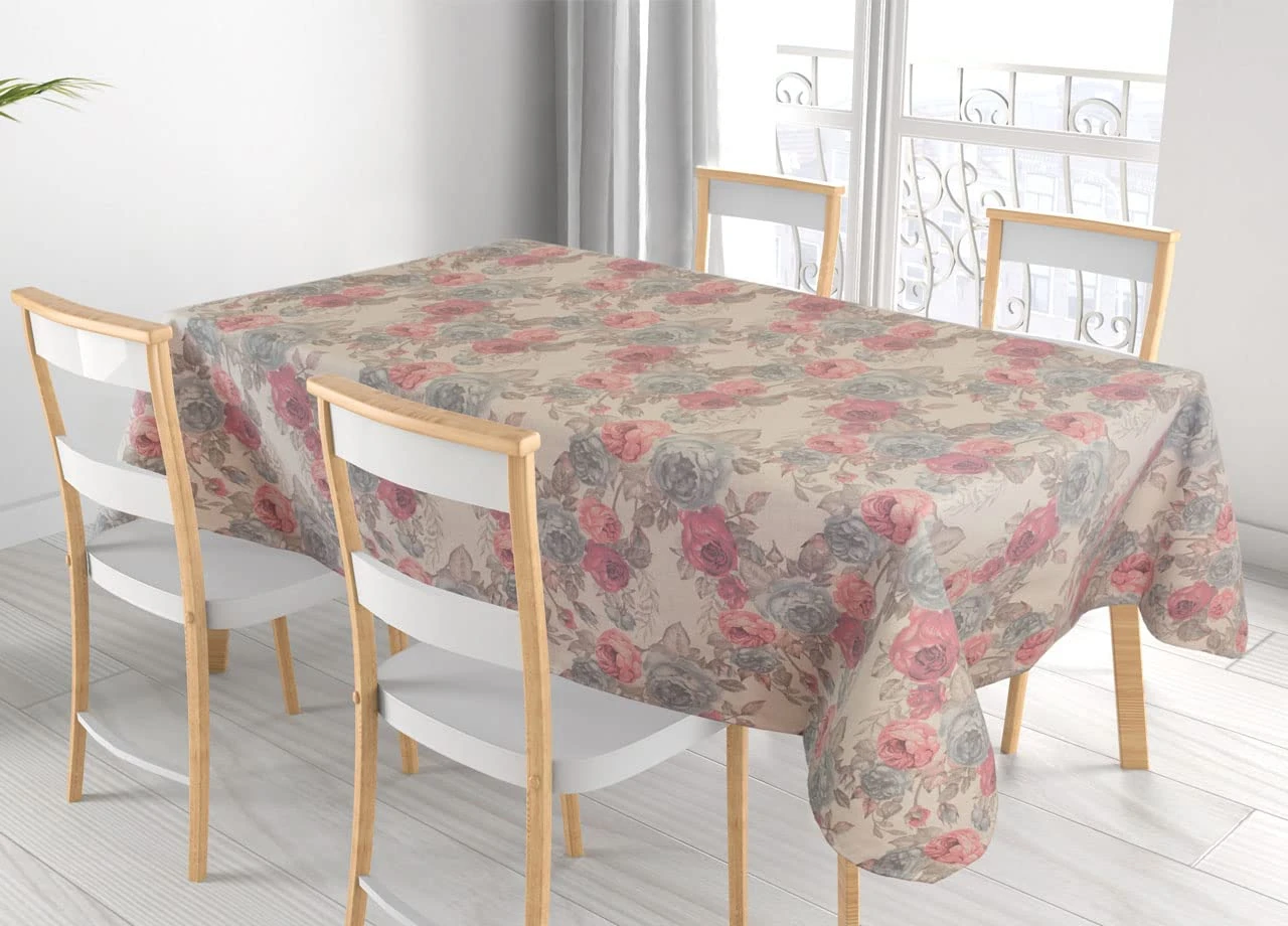 BIANCHERIAWEB Miros Table Cloth Living Room/Kitchen Fabric Made in Italy Peonies Design 140 x 240 cm Peonies