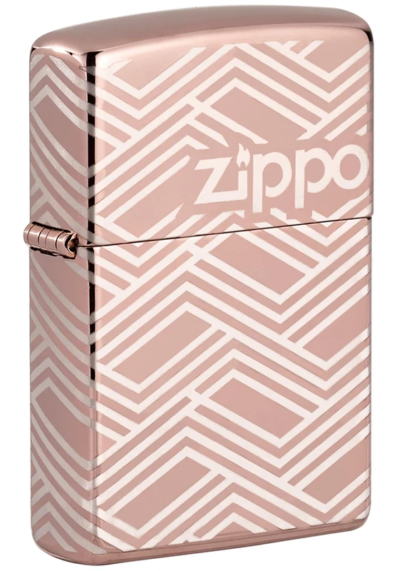 Zippo Windproof Lighter, Abstract Laser Design – High Polished Rose Gold, Laser 360° – Refillable, Reusable, Windproof Design – Comes in Gift Box – Made in USA - Image 1