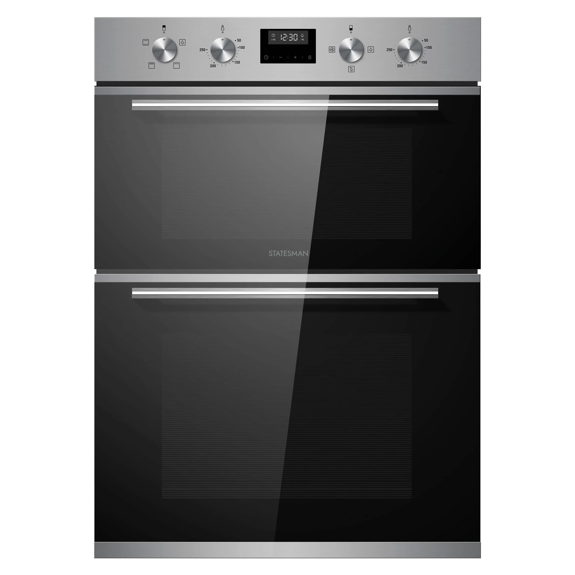 Statesman BDM373SS Built-In Double Oven, 3 Cooking Functions, LED Display, 35/70L, Stainless Steel
