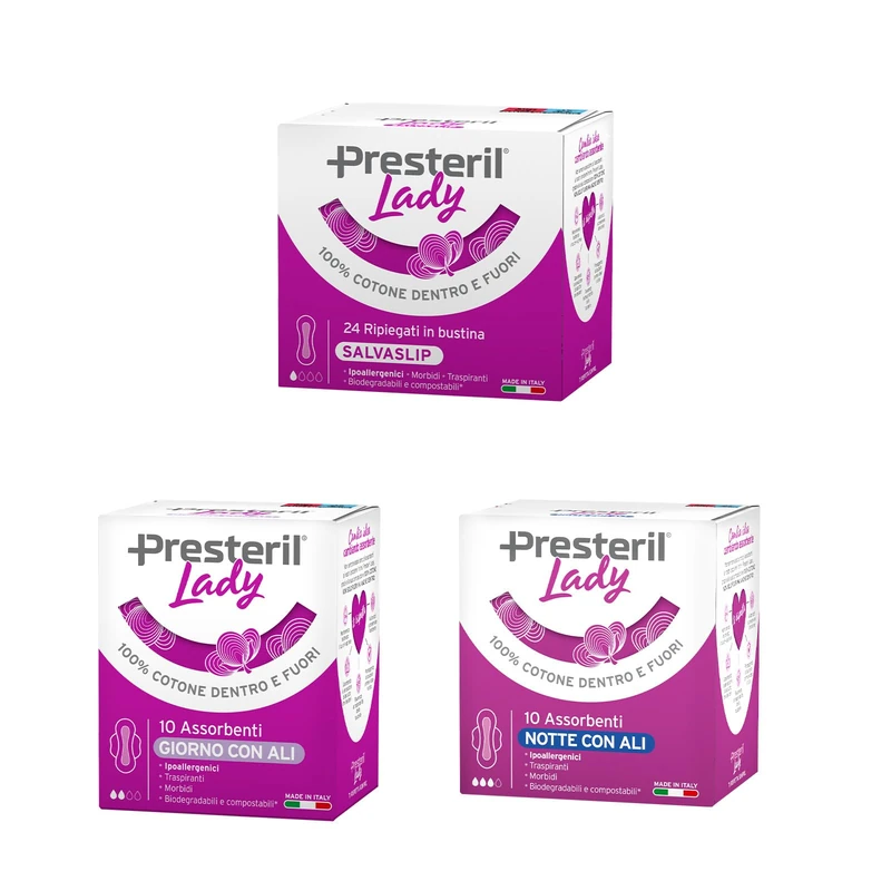 Lady P, Mix of Products: Day Sanitary Pads and Pocket Pads, 3 Packs of 10 and 24 Units (Total 44)