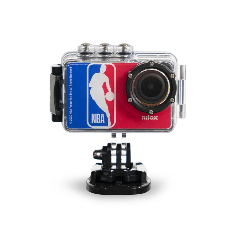 Nilox, NBA Action Cam, WiFi Action Camera with 4K/30fps Resolution, Electronic Image Stabilization, 2" LCD Rotating Screen, 64GB Memory, 170° View Angle, with Watertight Case Up to 30m, Multicolour