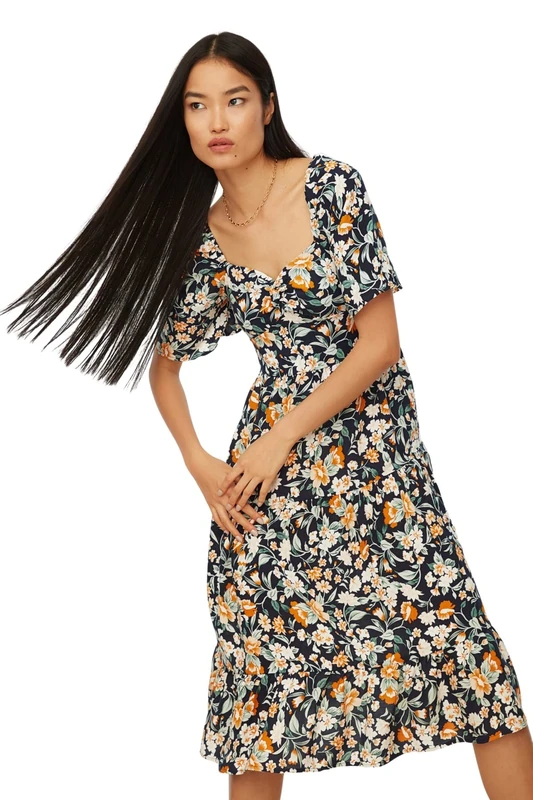 Trendyol Women Midi A-line Regular fit Woven Dress Navy Blue