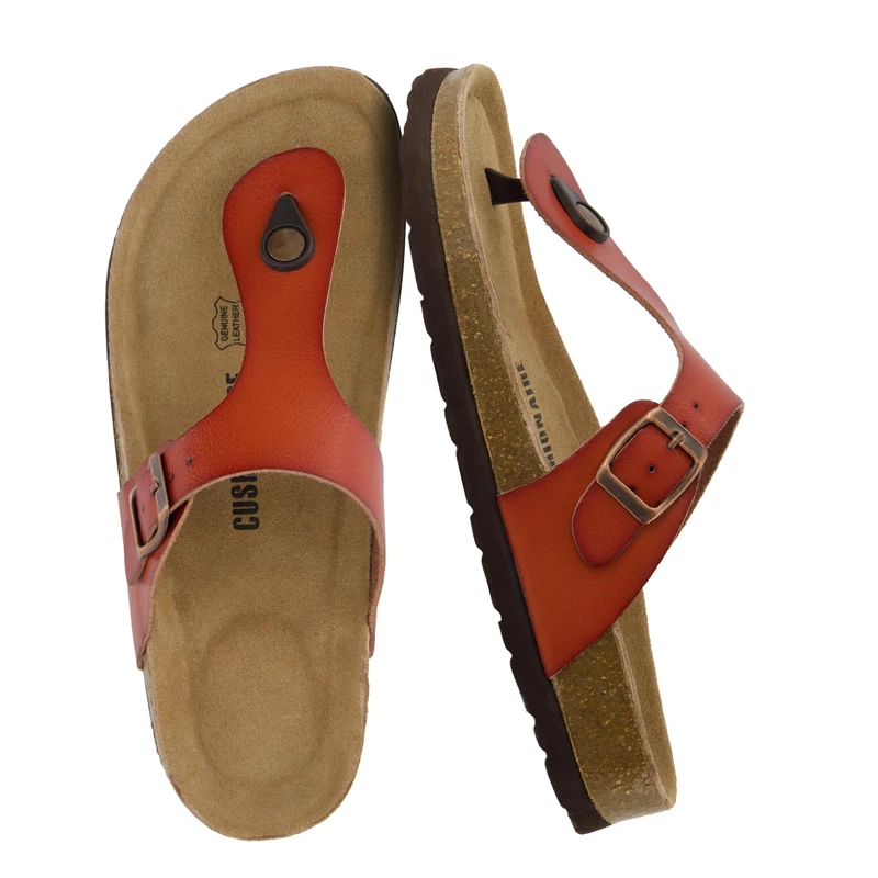 CUSHIONAIRE Women's Leah Cork Footbed Sandal with +Comfort, Whiskey 7 UK