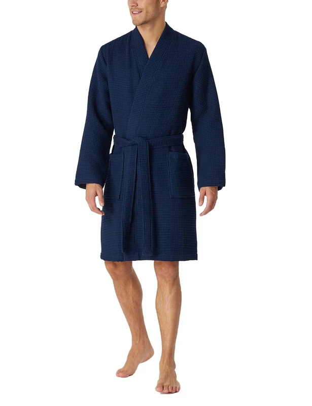 Schiesser Men's Bathrobe Waffle Pique 100 cm Length Organic Cotton
