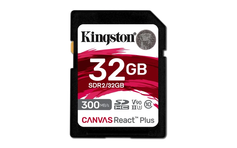 Kingston Canvas React Plus 32GB SDHC Memory Card UHS-II 300R/260W U3 V90 for Full HD/4K/8K - SDR2/32GB