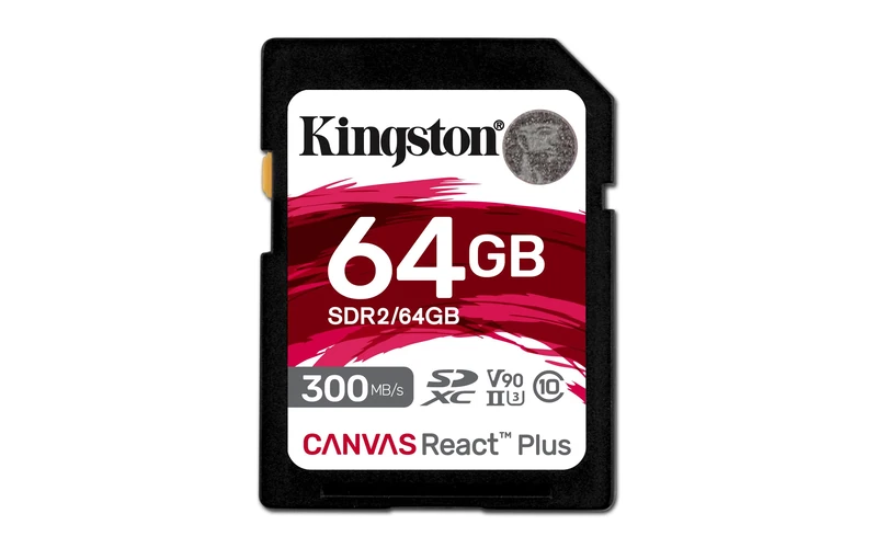 Kingston Canvas React Plus 64GB SDXC Memory Card UHS-II 300R/260W U3 V90 for Full HD/4K/8K - SDR2/64GB - Image 1
