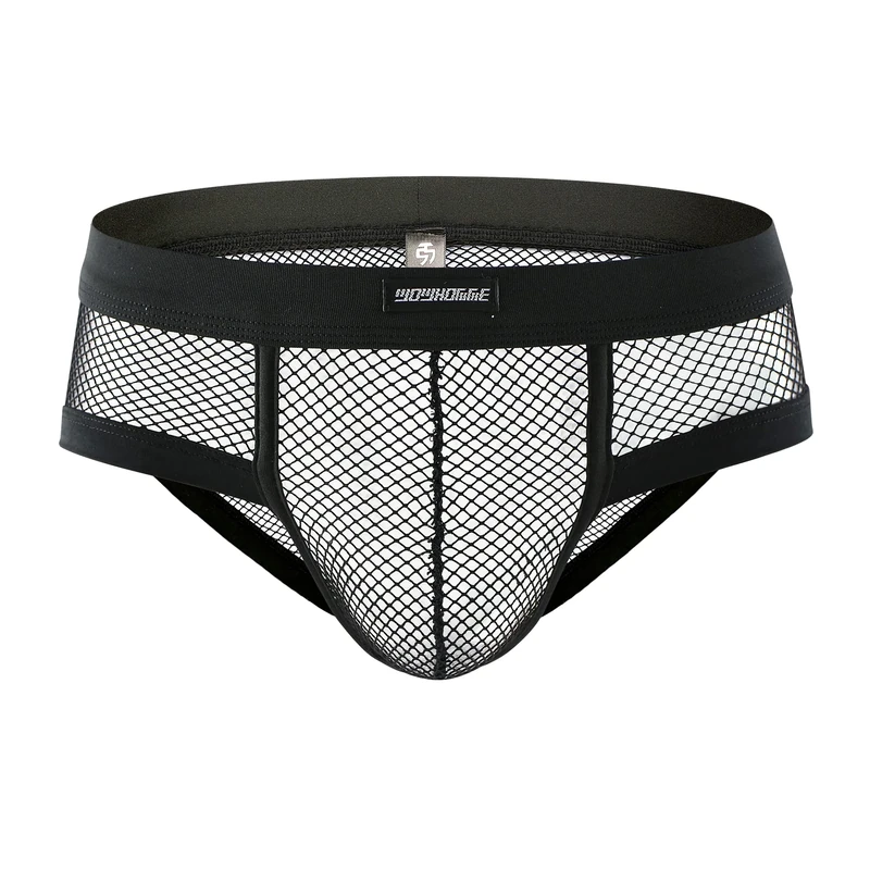 Drelaar Men's Sexy Fishnet Underwear Briefs See Through Underpants Small Black