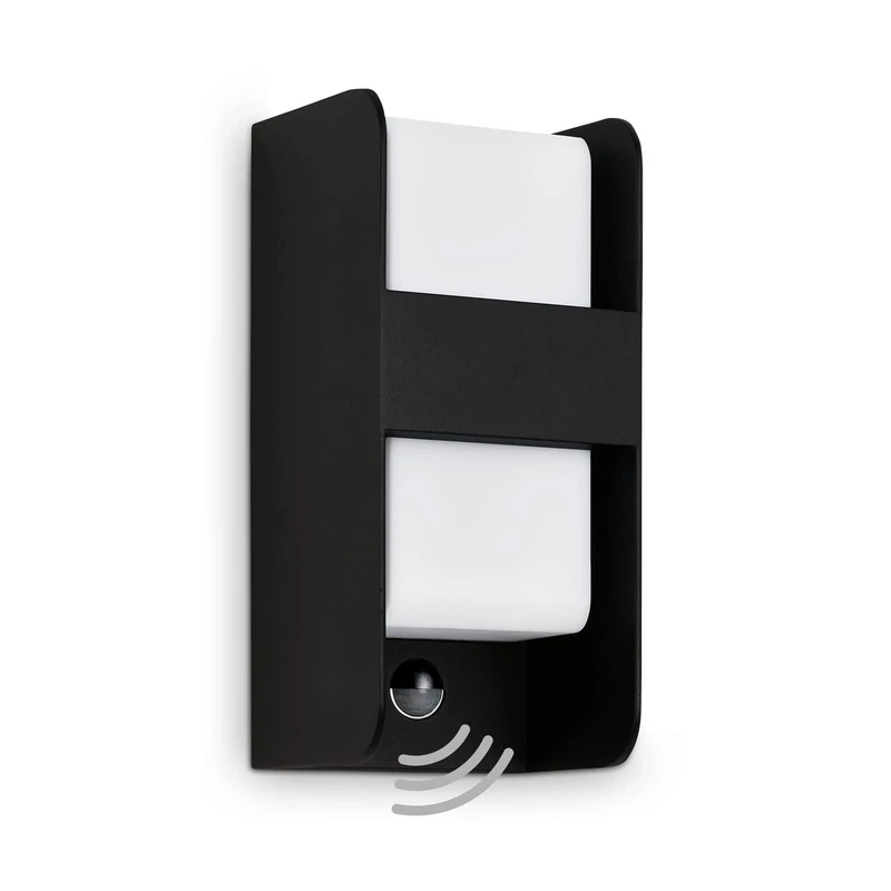 TELEFUNKEN - Outdoor lamp with Motion Sensor, Wall lamp IP44, Twilight Sensor, E27, Black-White, 255 x 120 x 115 mm (L x W x H) (321105TF)