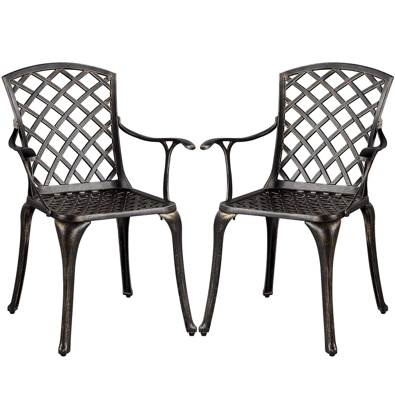 Yaheetech Set of 2 All Weather Aluminum Garden Chairs - Bronze