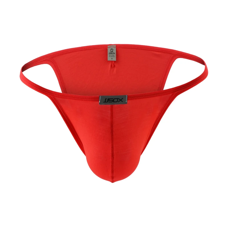 Drelaar Men's Strings Bikini Briefs Comfortable Thongs Modal Underpants Large Red