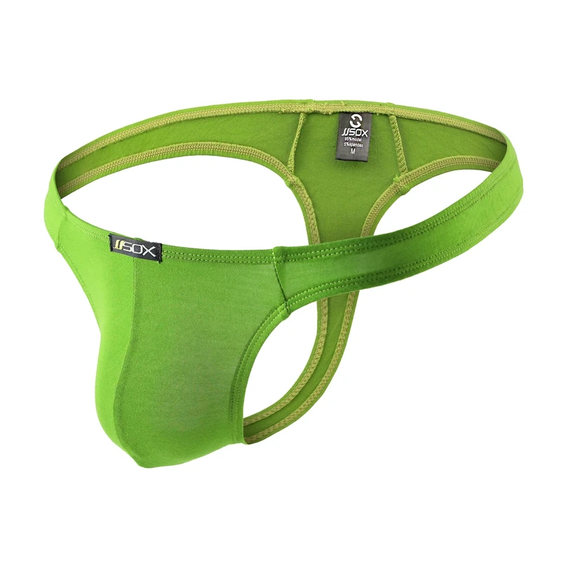 Drelaar Men's Soft Modal T-back Sexy Low Rise Underwear Thongs Large Green