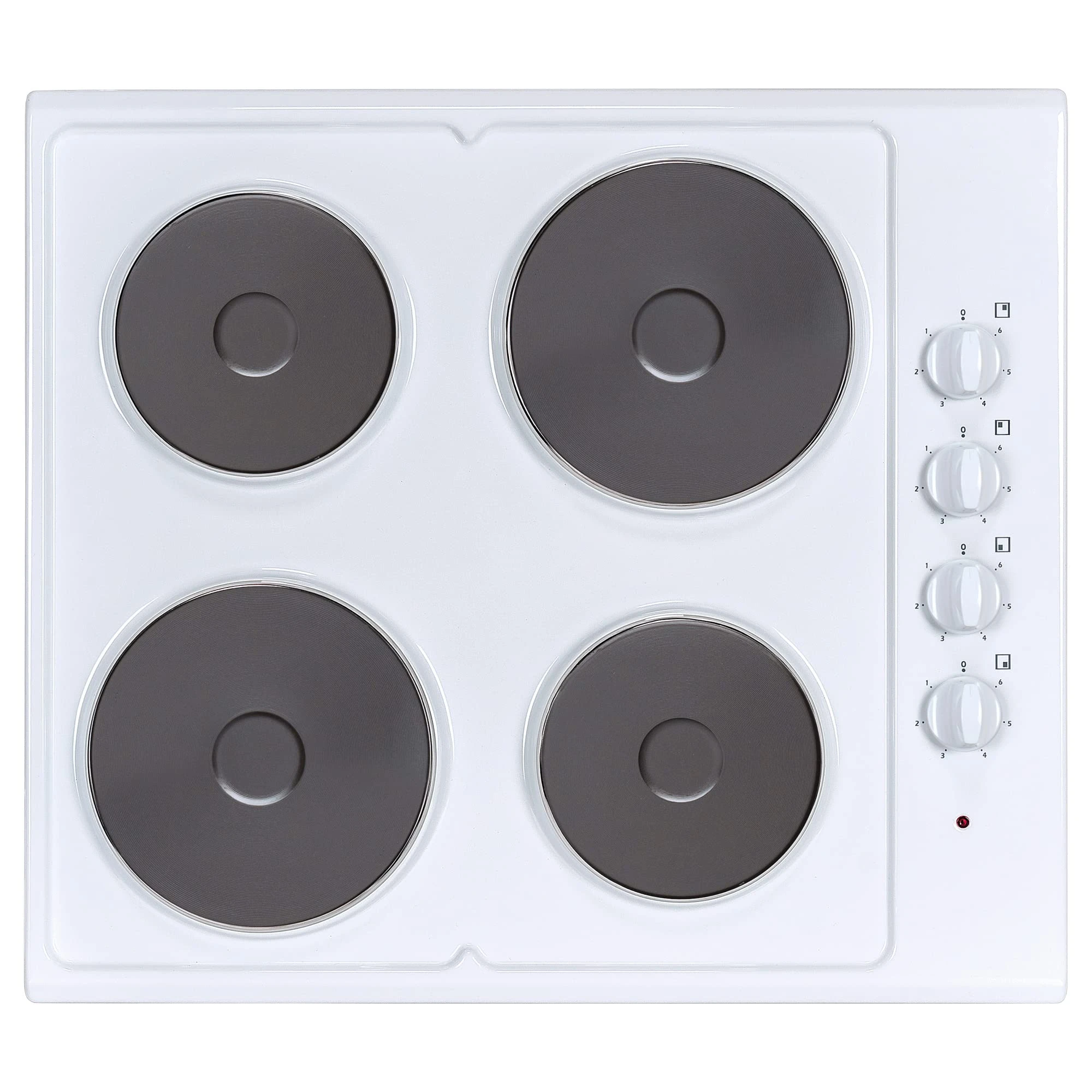 Statesman ESH630WH 4 Plate Electric Hob Cooktop, Side Dial Control, 60cm, White